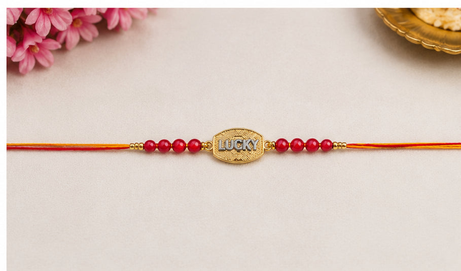 Lucky Charm Designer Rakhi with Pearl Beads LKY-RK-2801