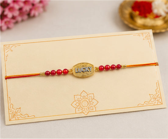 Lucky Charm Designer Rakhi with Pearl Beads LKY-RK-2801