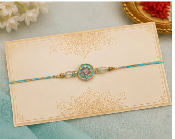 Aqua Blossom Designer Rakhi with Crystal Stones ABD-RK-3201