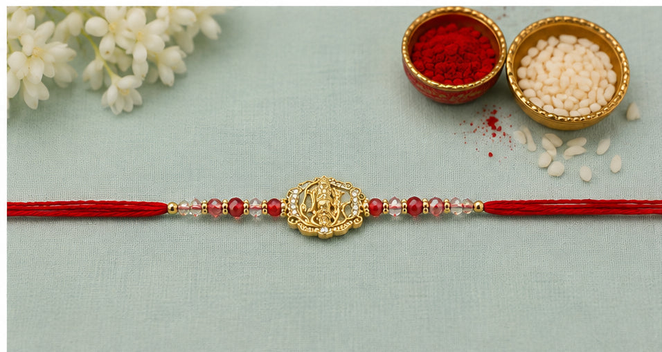 Divine Om Blessings Rakhi with Crystal Beads DOB-RK-3301