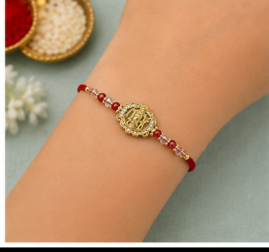 Divine Om Blessings Rakhi with Crystal Beads DOB-RK-3301