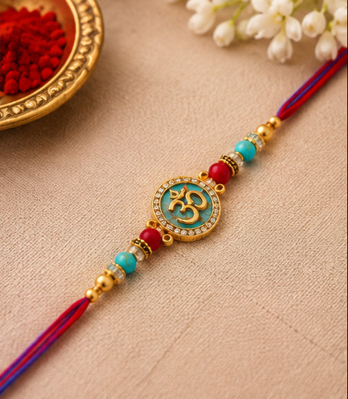 Designer Turquoise Floral Rakhi for Brother  RKH-DFT-2026-001