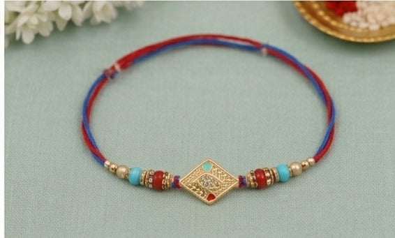Evil Eye Designer Rakhi with Turquoise Beads RKH-EE-2026-003