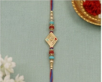 Evil Eye Designer Rakhi with Turquoise Beads RKH-EE-2026-003